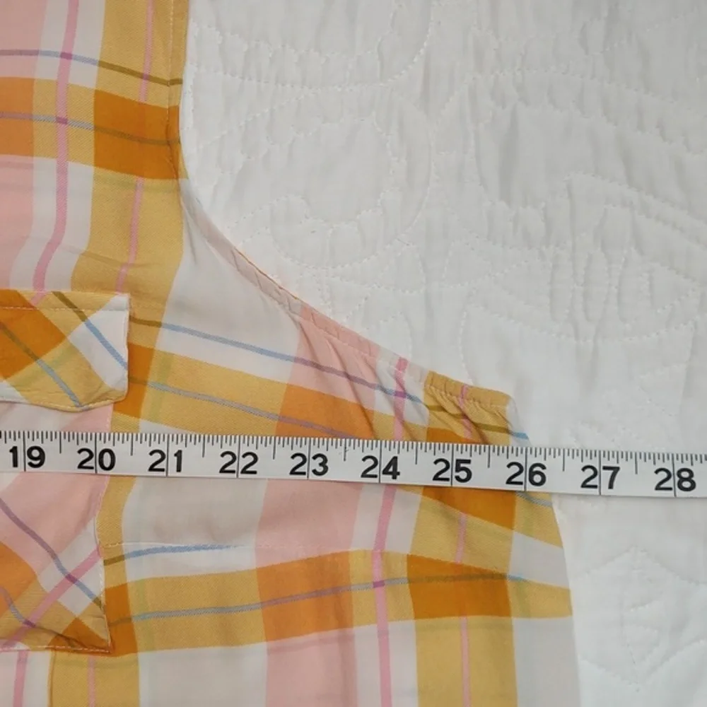 a.n.a Woman's Summer Sleeveless Plaid Button Down Flowy Blouse, Size 3X Like New